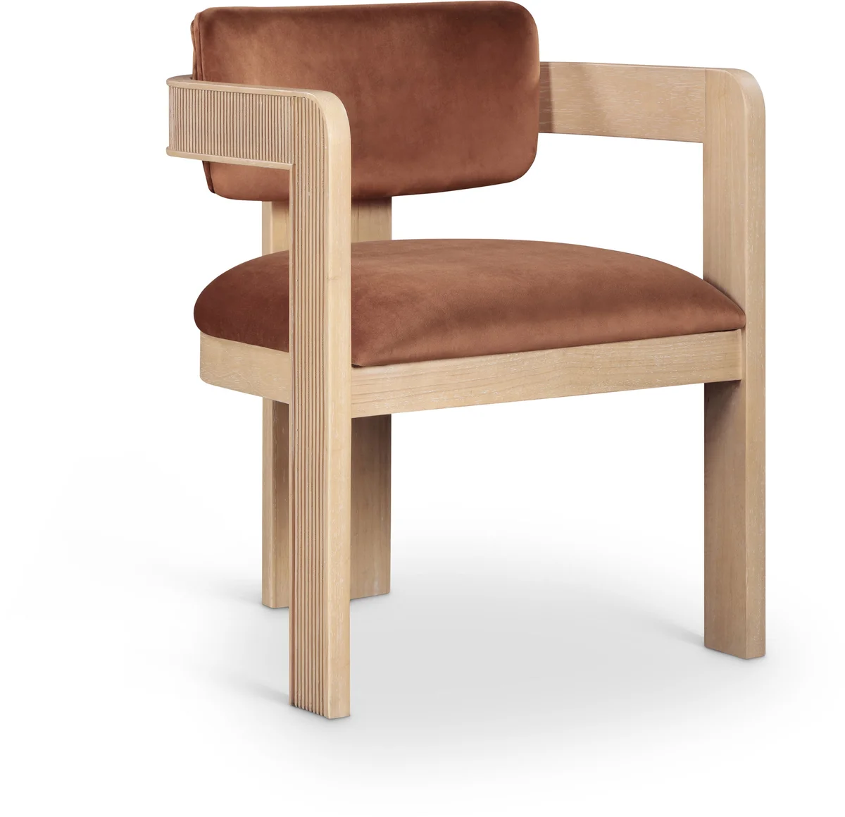 Sacha - Velvet Dining Chair With Natural Base (Set of 2) - Cognac