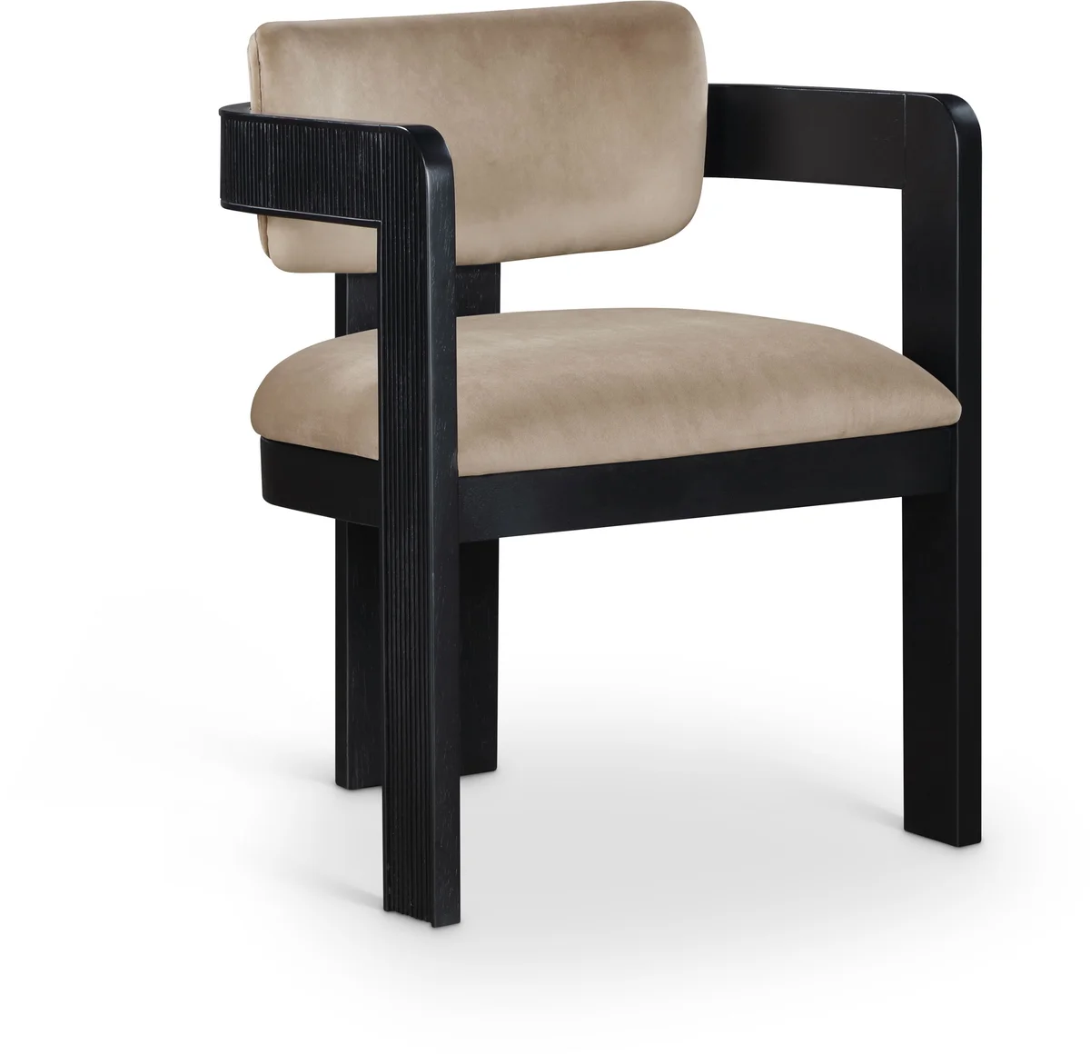 Sacha - Velvet Dining Chair With Black Base (Set of 2) - Beige