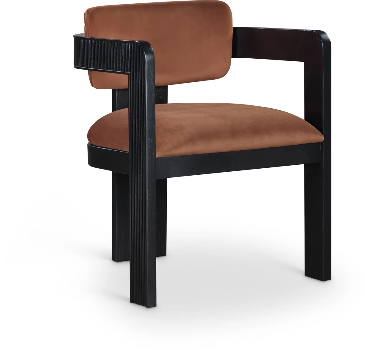 Sacha - Velvet Dining Chair With Black Base (Set of 2) - Cognac