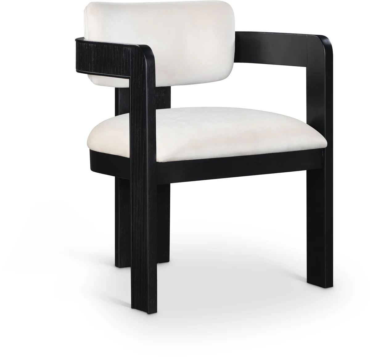 Sacha - Velvet Dining Chair With Black Base (Set of 2) - Cream