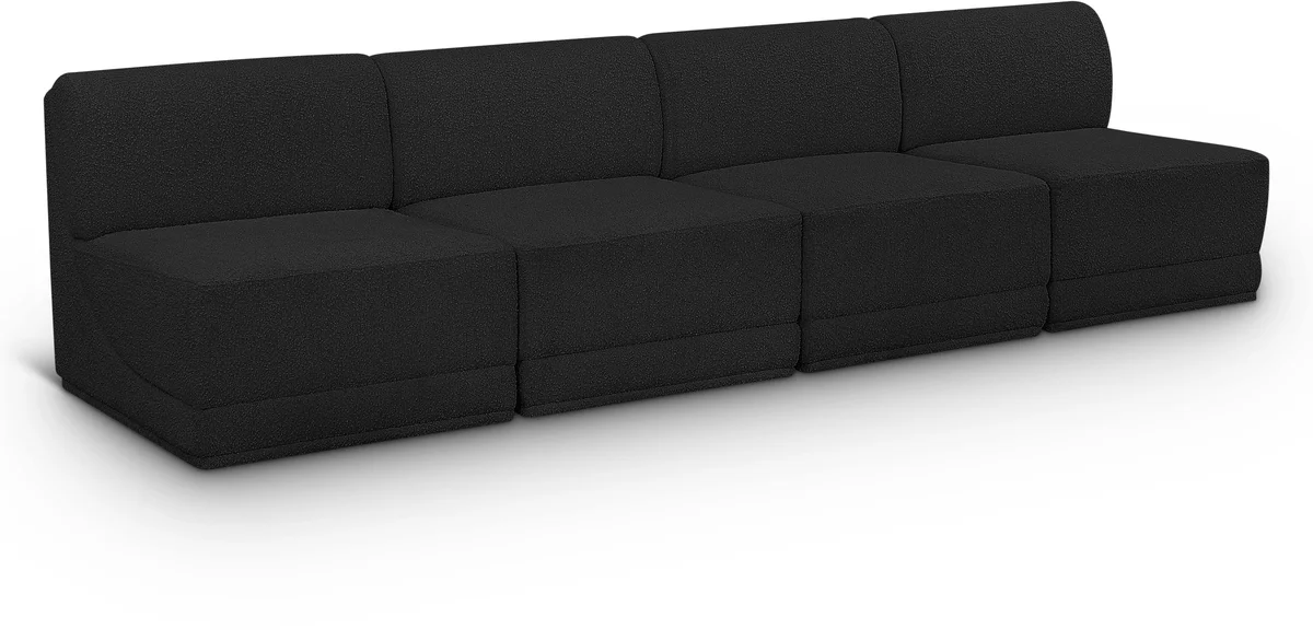Ollie - 4 Seat Armless Modular Sofa - Black