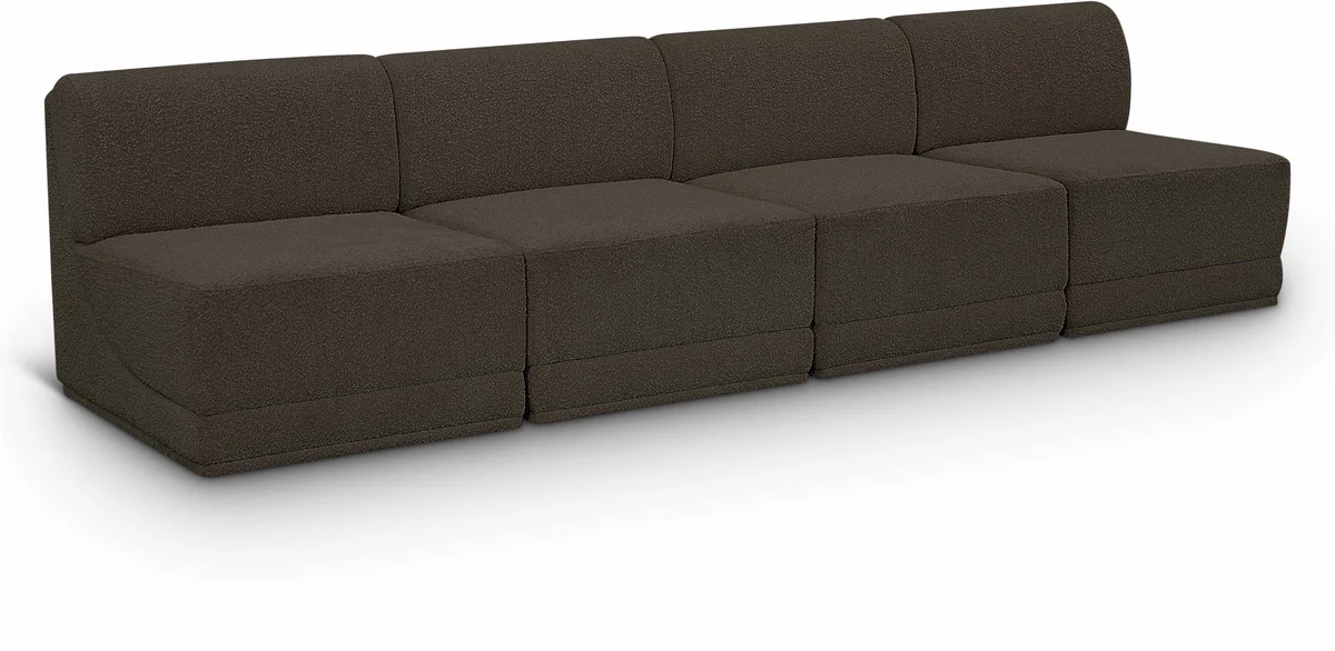 Ollie - 4 Seat Armless Modular Sofa - Brown