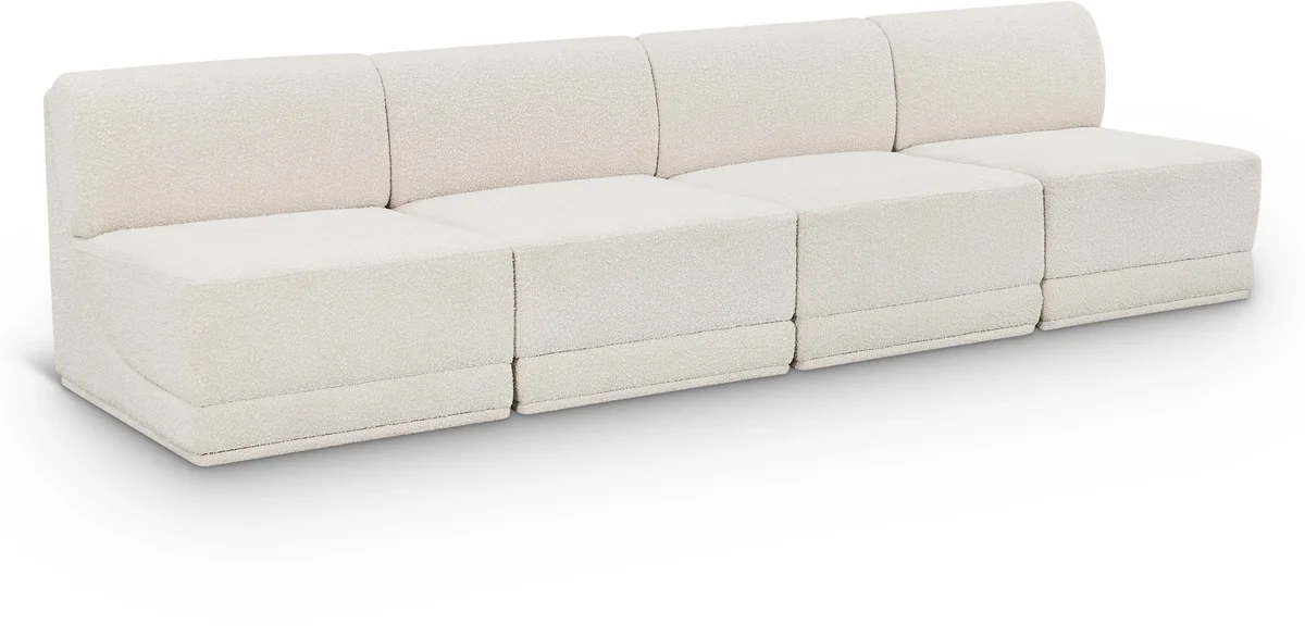 Ollie - 4 Seat Armless Modular Sofa - Cream