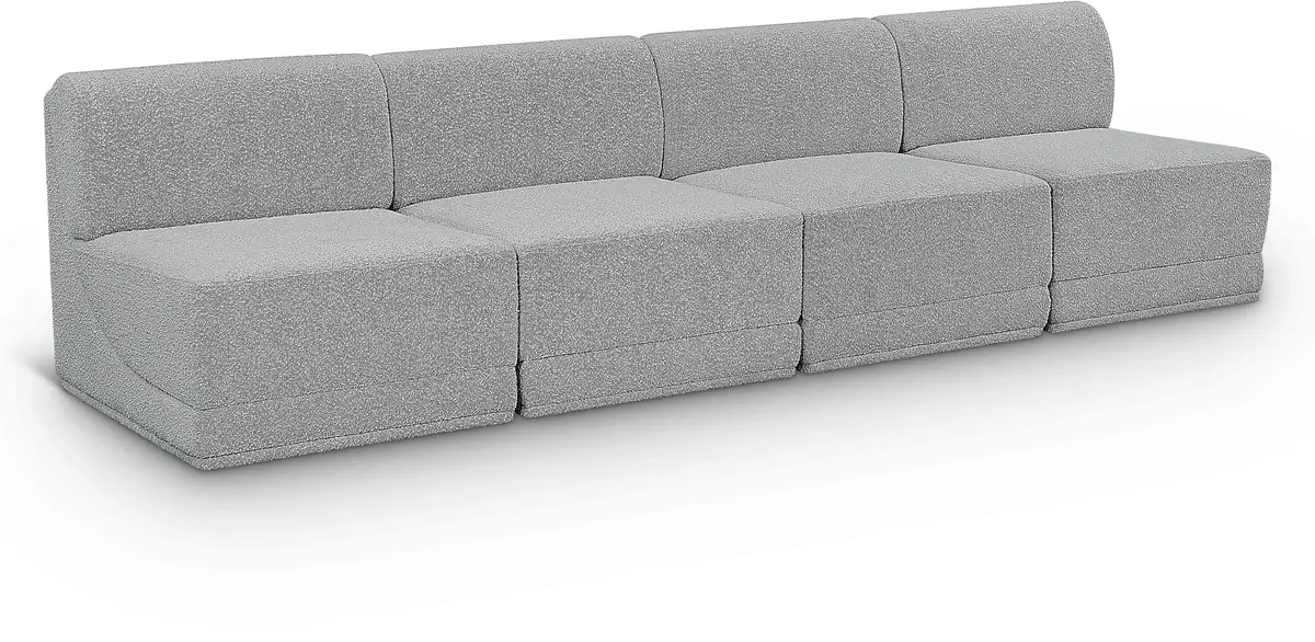 Ollie - 4 Seat Armless Modular Sofa - Gray