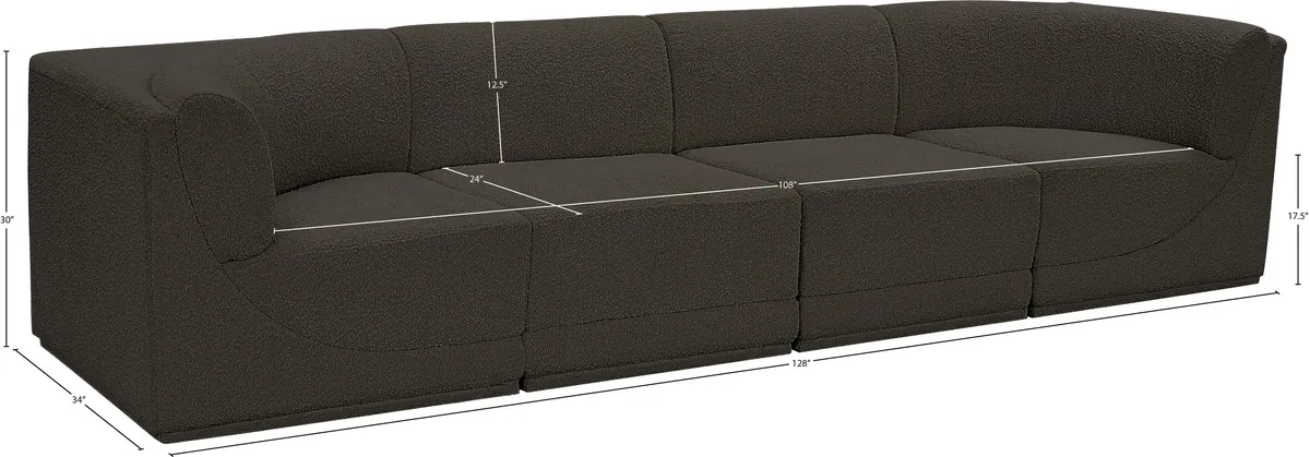 Ollie - 4 Seat Modular Sofa - Brown - View 2