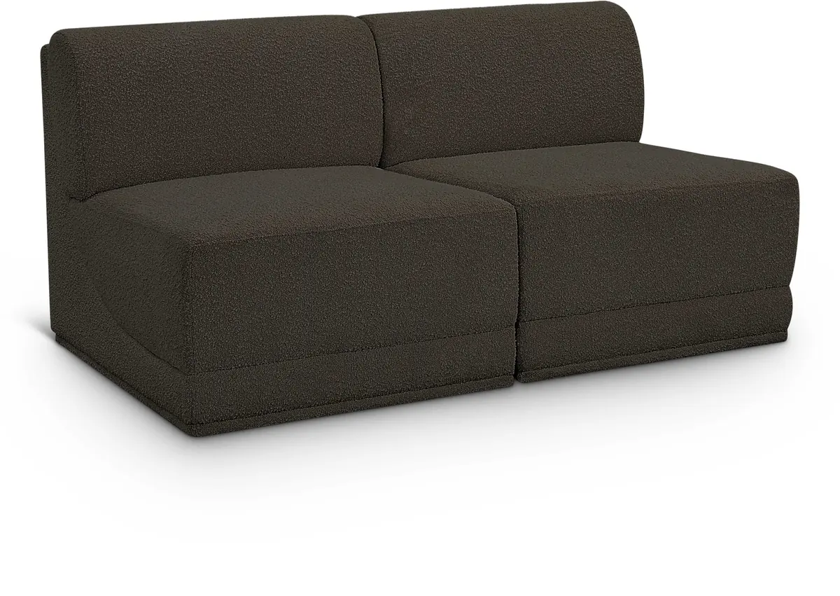 Ollie - 2 Seat Armless Modular Sofa - Brown