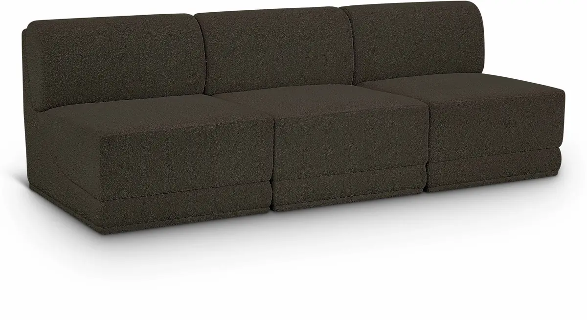 Ollie - 3 Seat Armless Modular Sofa - Brown