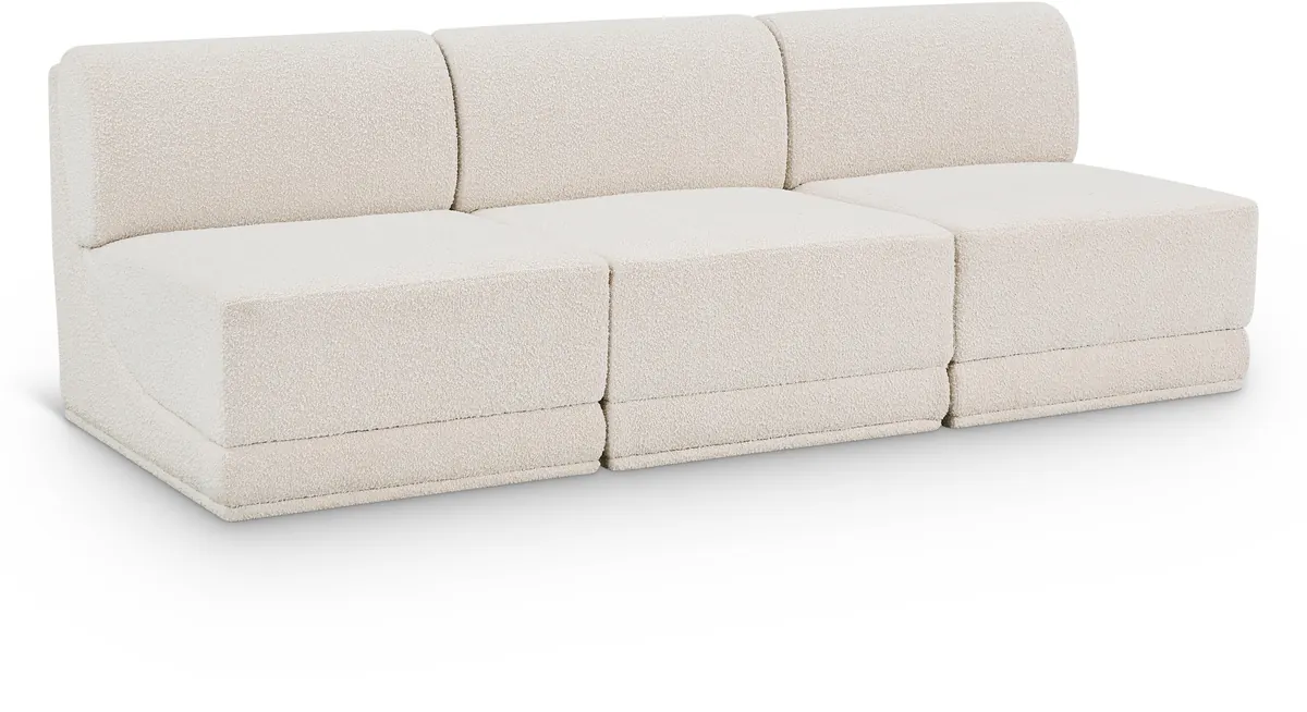 Ollie - 3 Seat Armless Modular Sofa - Cream