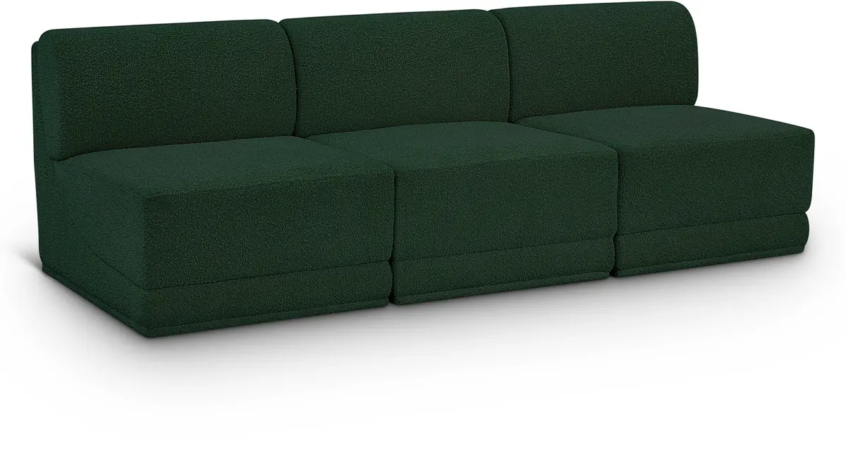 Ollie - 3 Seat Armless Modular Sofa - Green