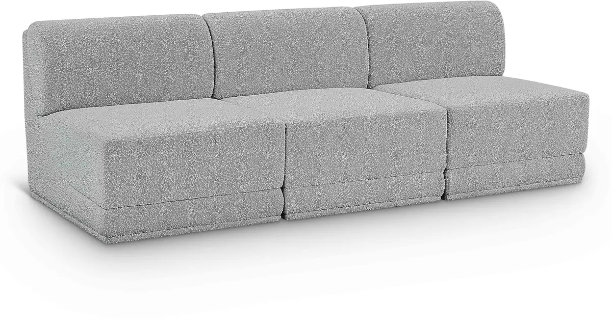 Ollie - 3 Seat Armless Modular Sofa - Gray