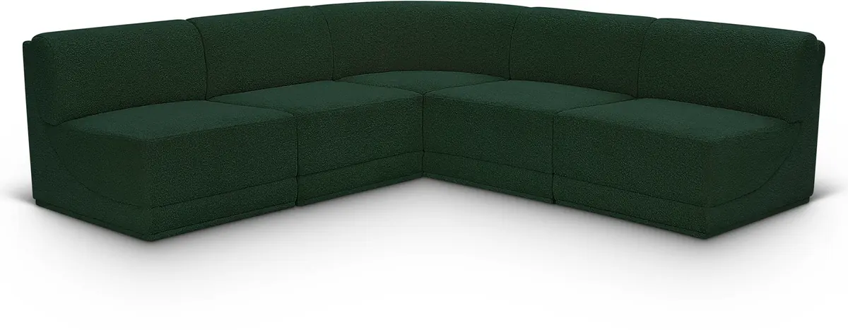 Ollie - 5 Piece Modular Corner Armless Sectional - Green