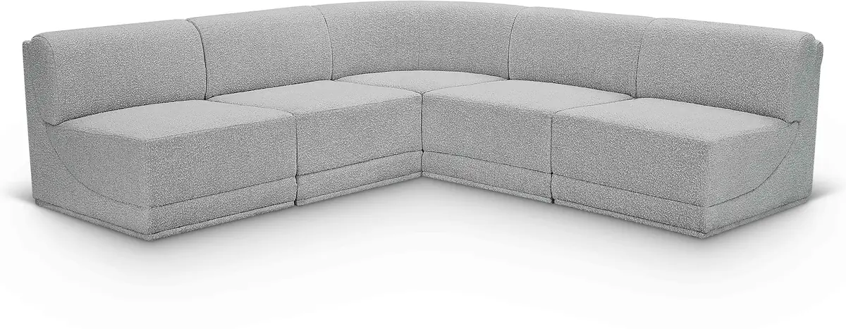 Ollie - 5 Piece Modular Corner Armless Sectional - Gray