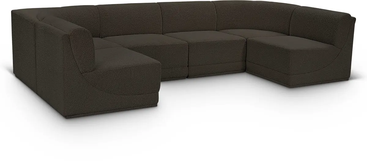 Ollie - 6 Piece Modular U-Shaped Sectional - Brown