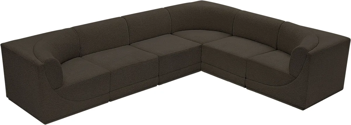 Ollie - 6 Piece Modular Corner Sectional - Brown - View 2