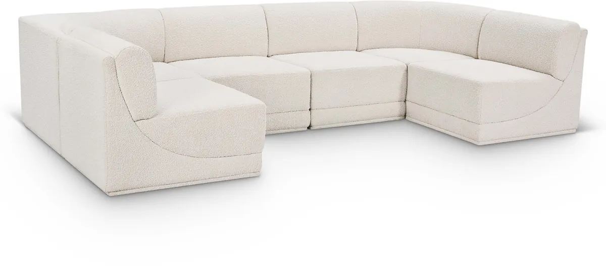 Ollie - 6 Piece Modular U-Shaped Sectional - Cream