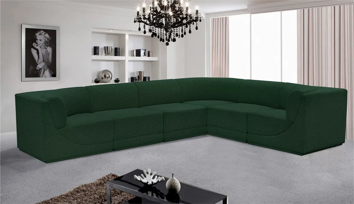 Ollie - 6 Piece Modular Corner Sectional - Green - View 2