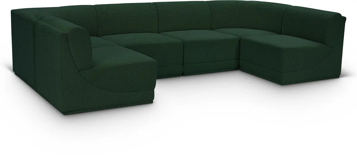 Ollie - 6 Piece Modular U-Shaped Sectional - Green