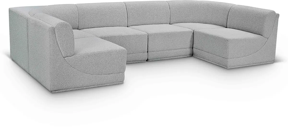 Ollie - 6 Piece Modular U-Shaped Sectional - Gray