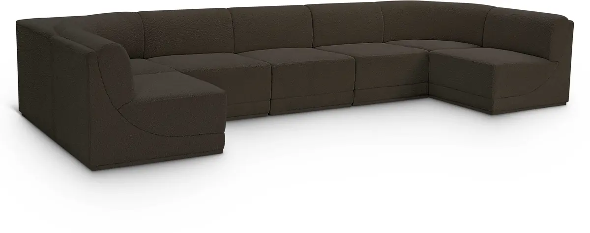 Ollie - 7 Piece Modular U-Shaped Sectional - Brown