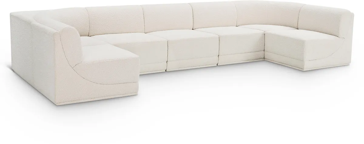 Ollie - 7 Piece Modular U-Shaped Sectional - Cream