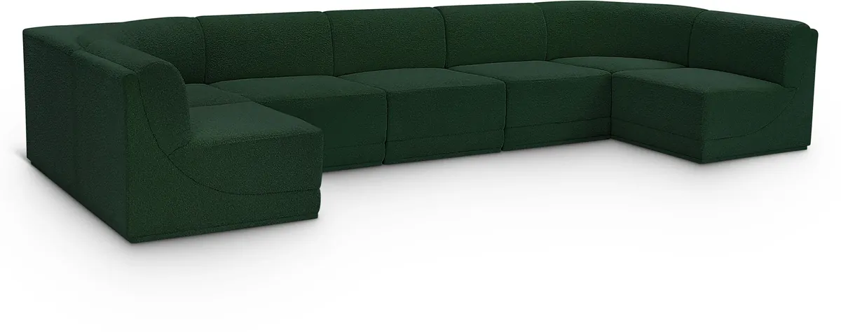 Ollie - 7 Piece Modular U-Shaped Sectional - Green