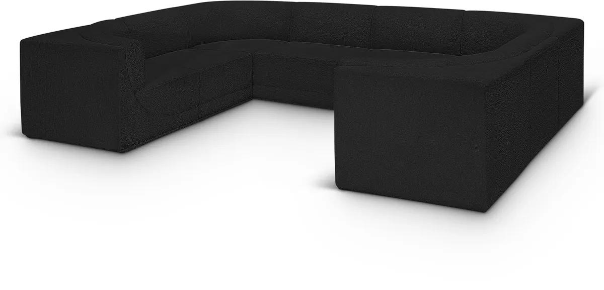Ollie - 8 Piece Modular U-Shaped Sectional - Black