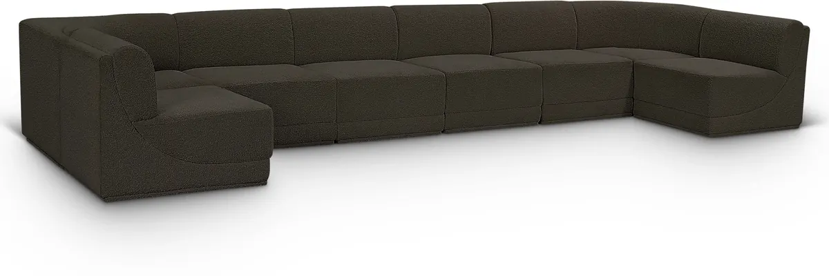 Ollie - 8 Piece Modular U-Shaped Armless Sectional - Brown