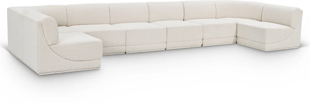 Ollie - 8 Piece Modular U-Shaped Armless Sectional - Cream