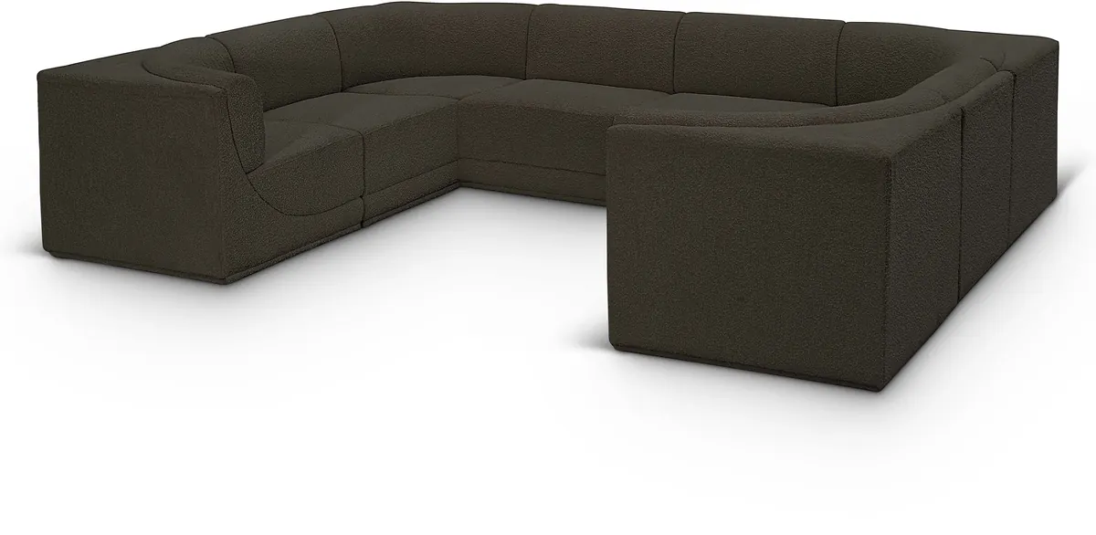 Ollie - 8 Piece Modular U-Shaped Sectional - Brown