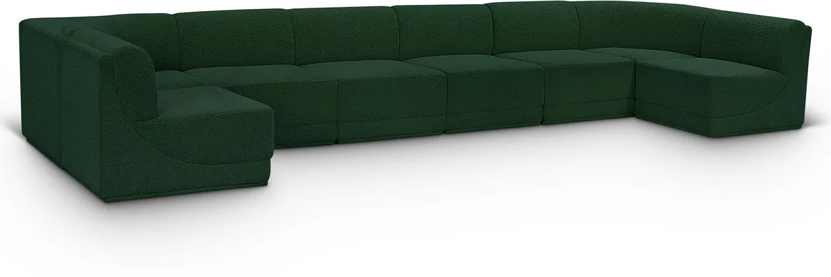 Ollie - 8 Piece Modular U-Shaped Armless Sectional - Green