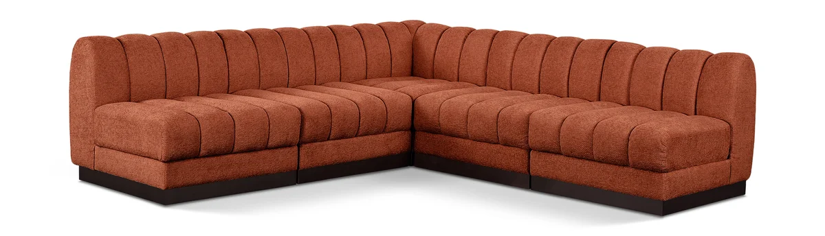 Quinn - 5 Piece Modular Armless Corner Sectional - Cognac