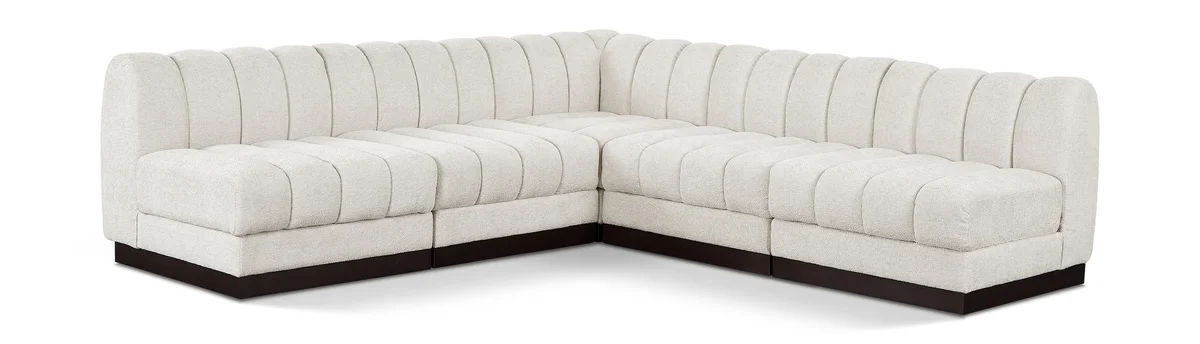 Quinn - 5 Piece Modular Armless Corner Sectional - Cream