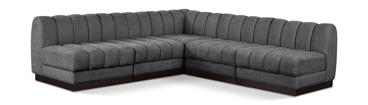Quinn - 5 Piece Modular Armless Corner Sectional - Gray