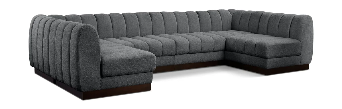 Quinn - 6 Piece Modular U-Shaped Sectional - Gray