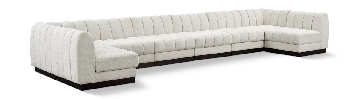 Quinn - 8 Piece Modular U-Shaped Armless Sectional - Cream