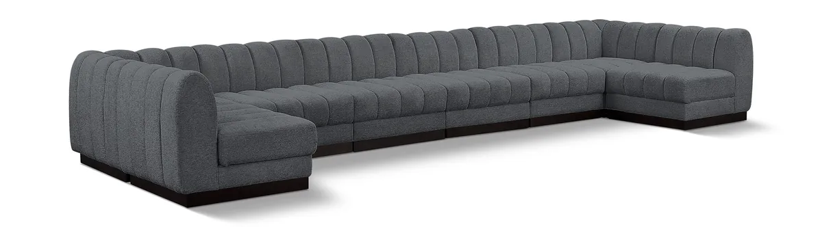 Quinn - 8 Piece Modular U-Shaped Armless Sectional - Gray
