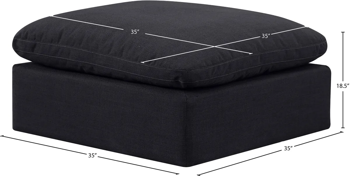 Indulge - Linen Ottoman - Black - View 2