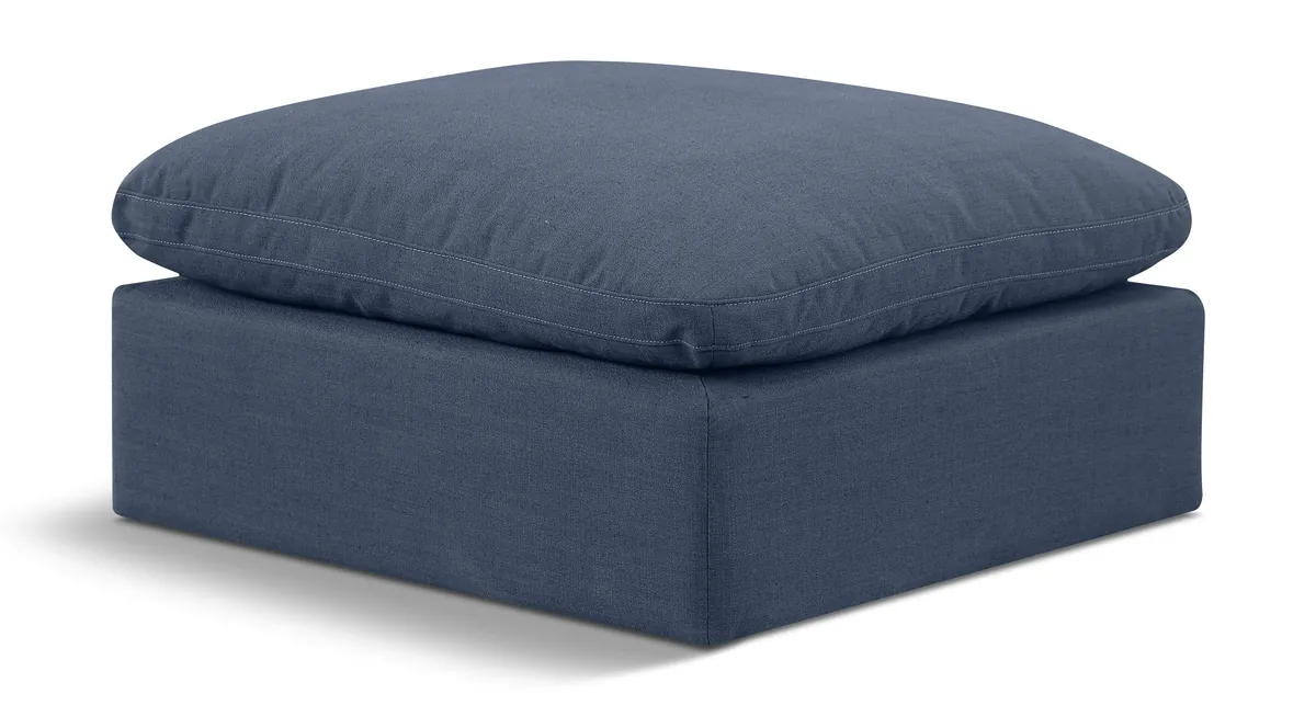 Indulge - Linen Ottoman - Navy