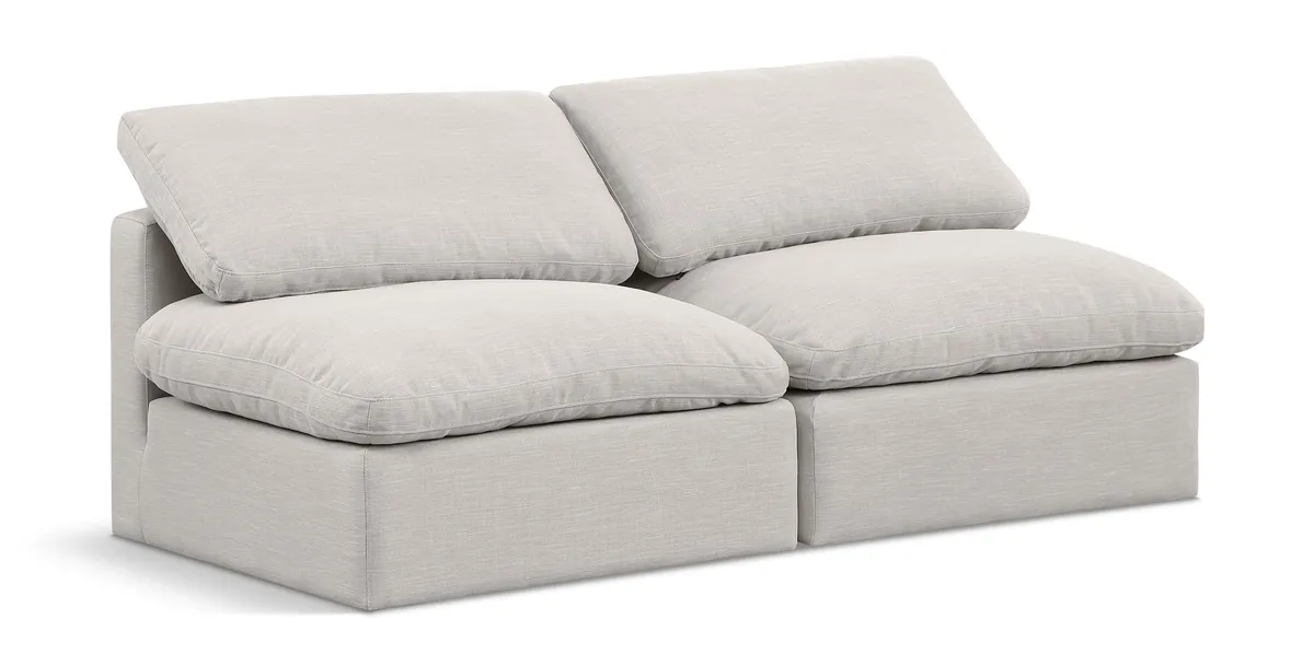 Indulge - Linen 2 Seat Modular Armless Sofa - Cream