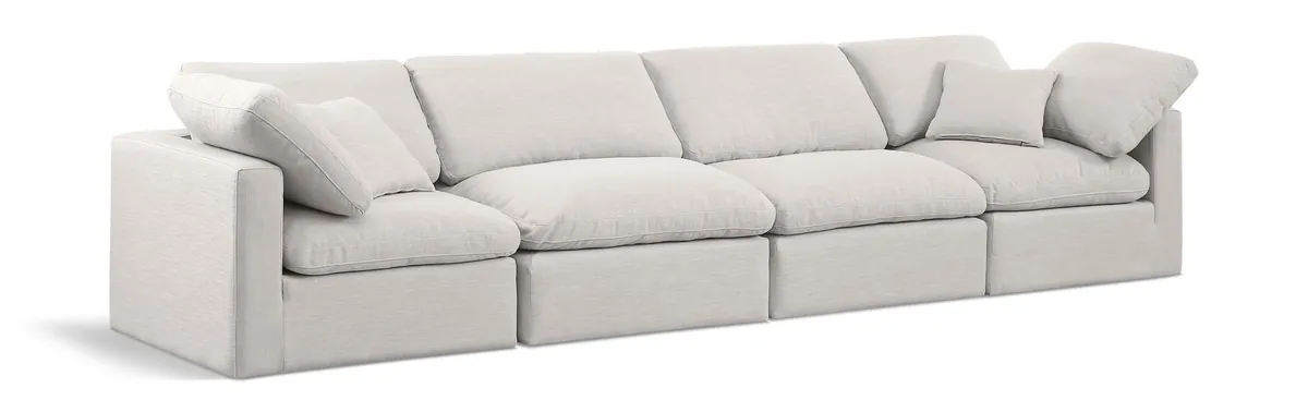 Indulge - Linen 4 Seat Modular Sofa - Cream