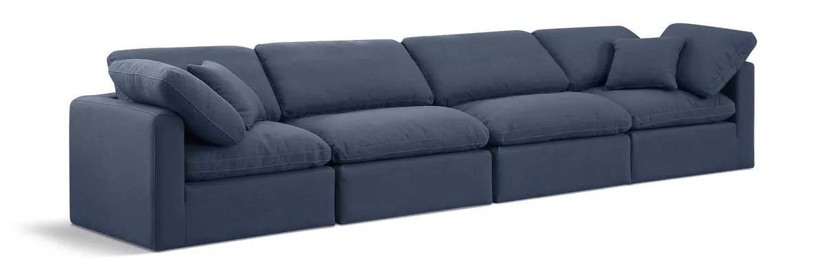 Indulge - Linen 4 Seat Modular Sofa - Navy