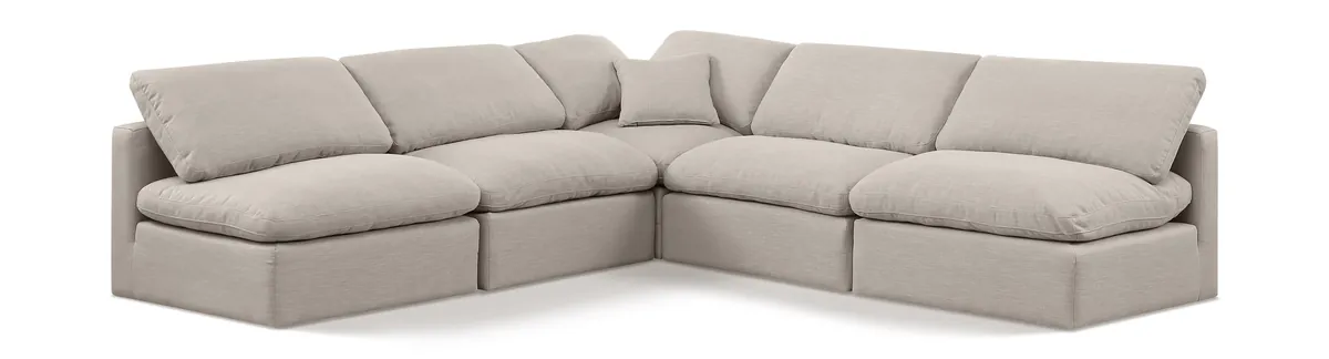 Indulge - Linen 5 Piece Modular Corner Armless Sectional - Ivory