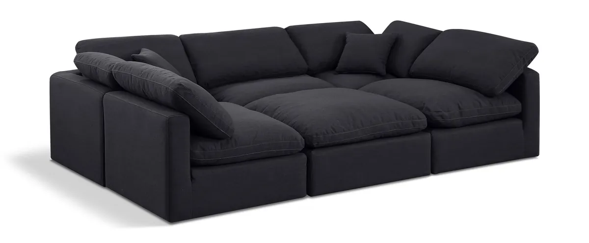 Indulge - Linen 6 Piece Modular Sectional - Black