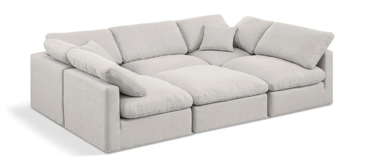Indulge - Linen 6 Piece Modular Sectional - Cream