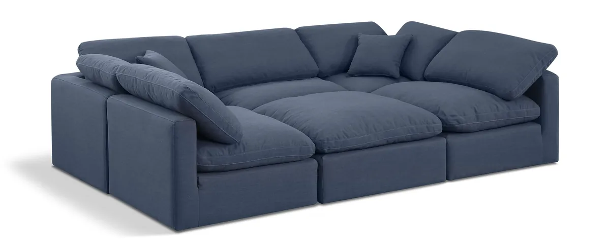 Indulge - Linen 6 Piece Modular Sectional - Navy
