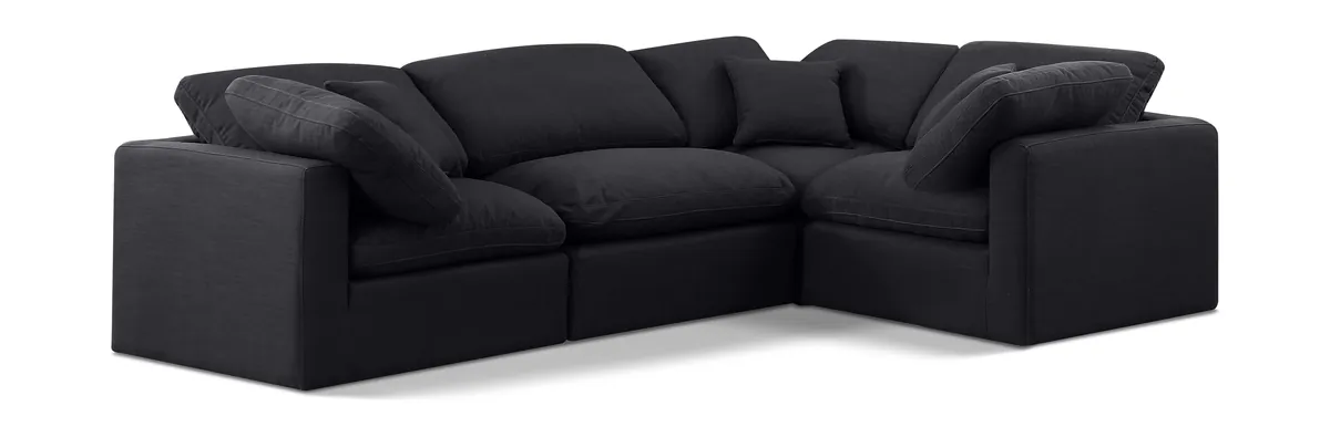 Indulge - Linen 4 Piece Modular Corner Sectional - Black