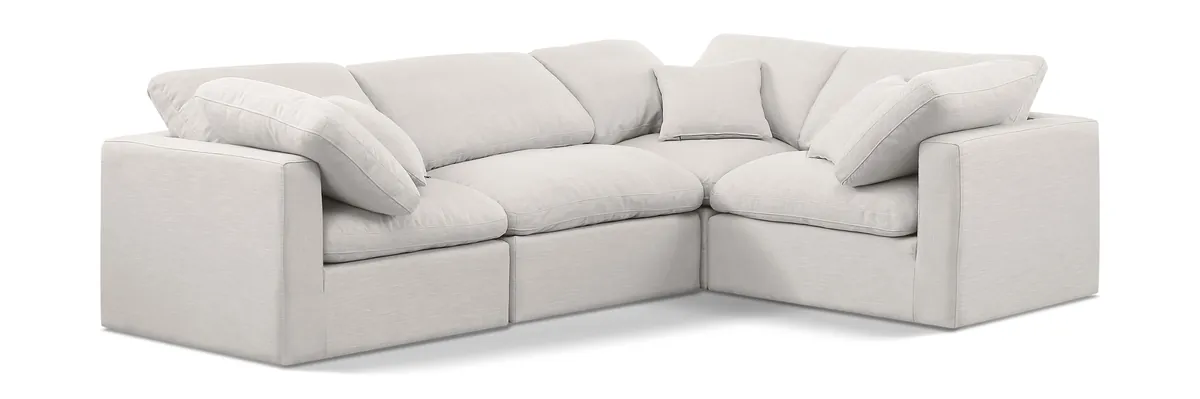 Indulge - Linen 4 Piece Modular Corner Sectional - Cream