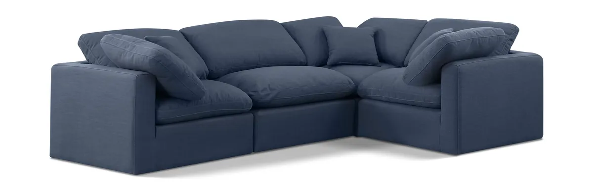 Indulge - Linen 4 Piece Modular Corner Sectional - Navy
