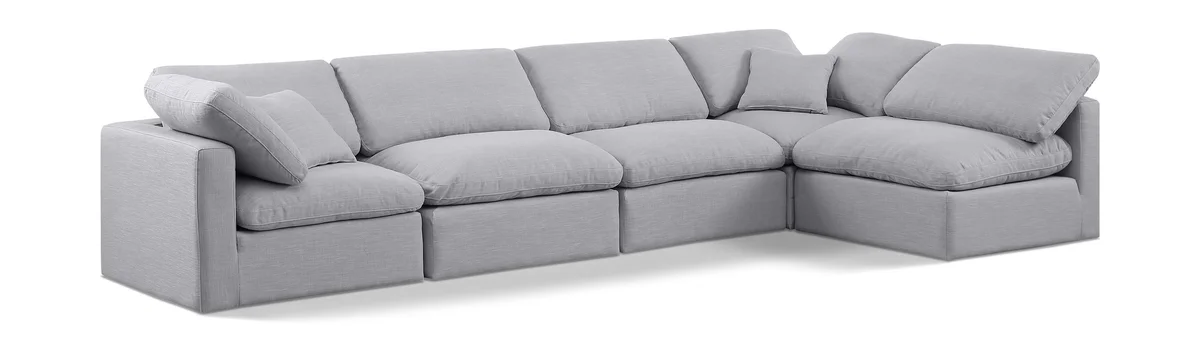 Indulge - Linen 5 Piece Modular Sectional - Gray