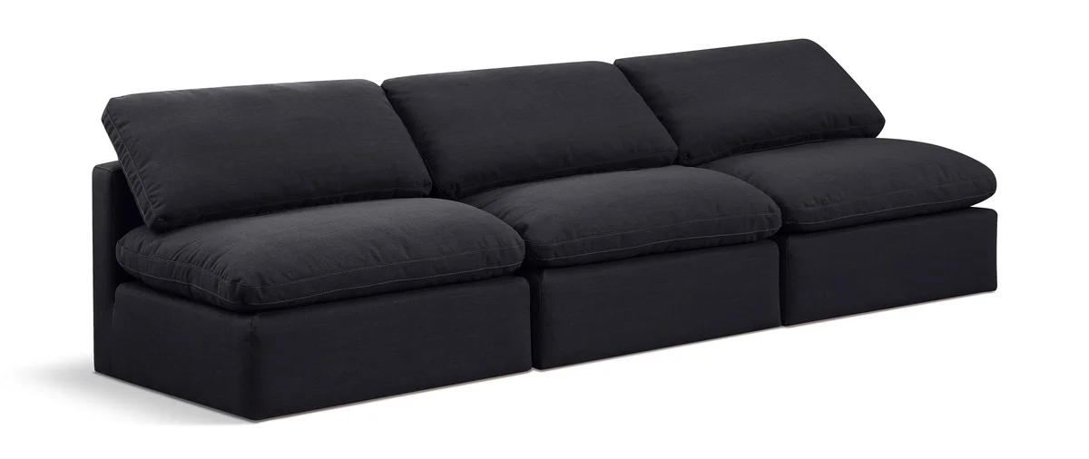 Indulge - Linen 3 Seat Modular Armless Sofa - Charcoal